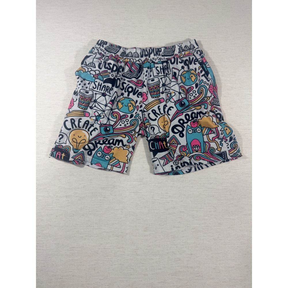 SHEIN Graphic Doodle Shorts Mens XL White Good All Over Print Lounge Pajama